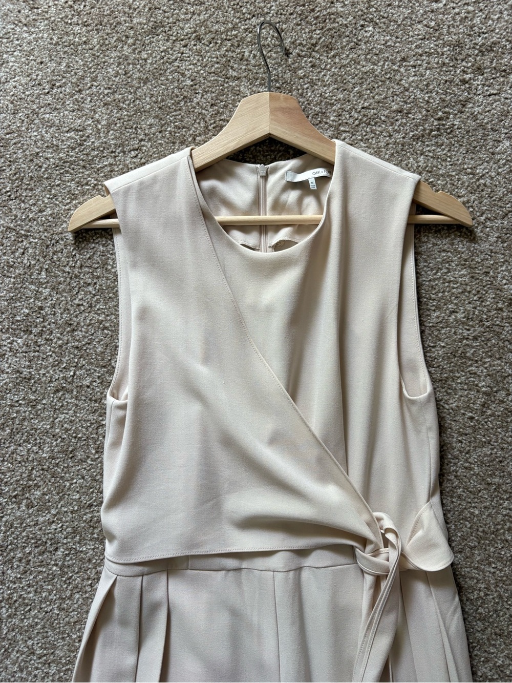 Sleeveless Cream Wide-Leg Jumpsuit with Tie Waist - Picture 5 of 5